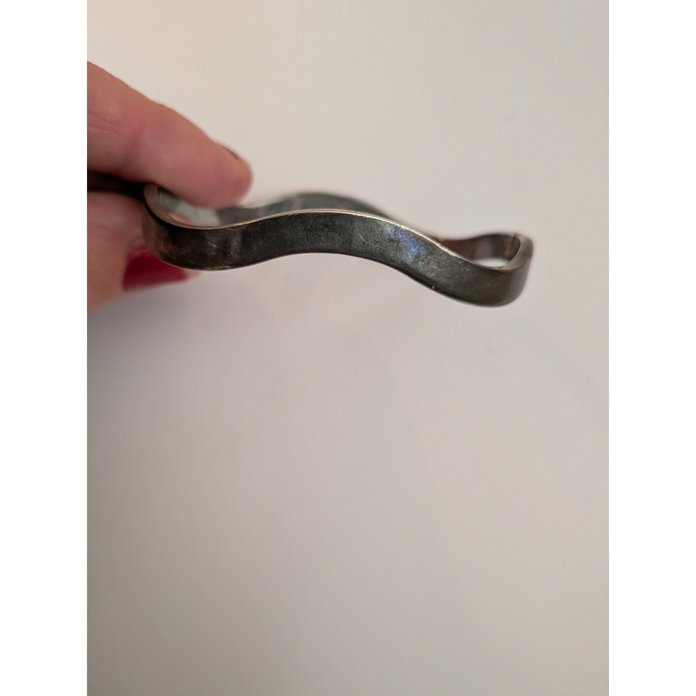 Vintage 925 Sterling Silver Wavy Bangle Bracelet Hinged Minimalist‎ Patina
